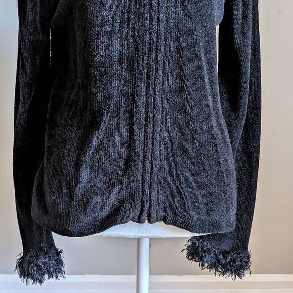 Vintage Y2K Valerie Stevens Faux Fur Cardigan Hoodie Jacket Zip Front Size SP - Picture 7 of 10